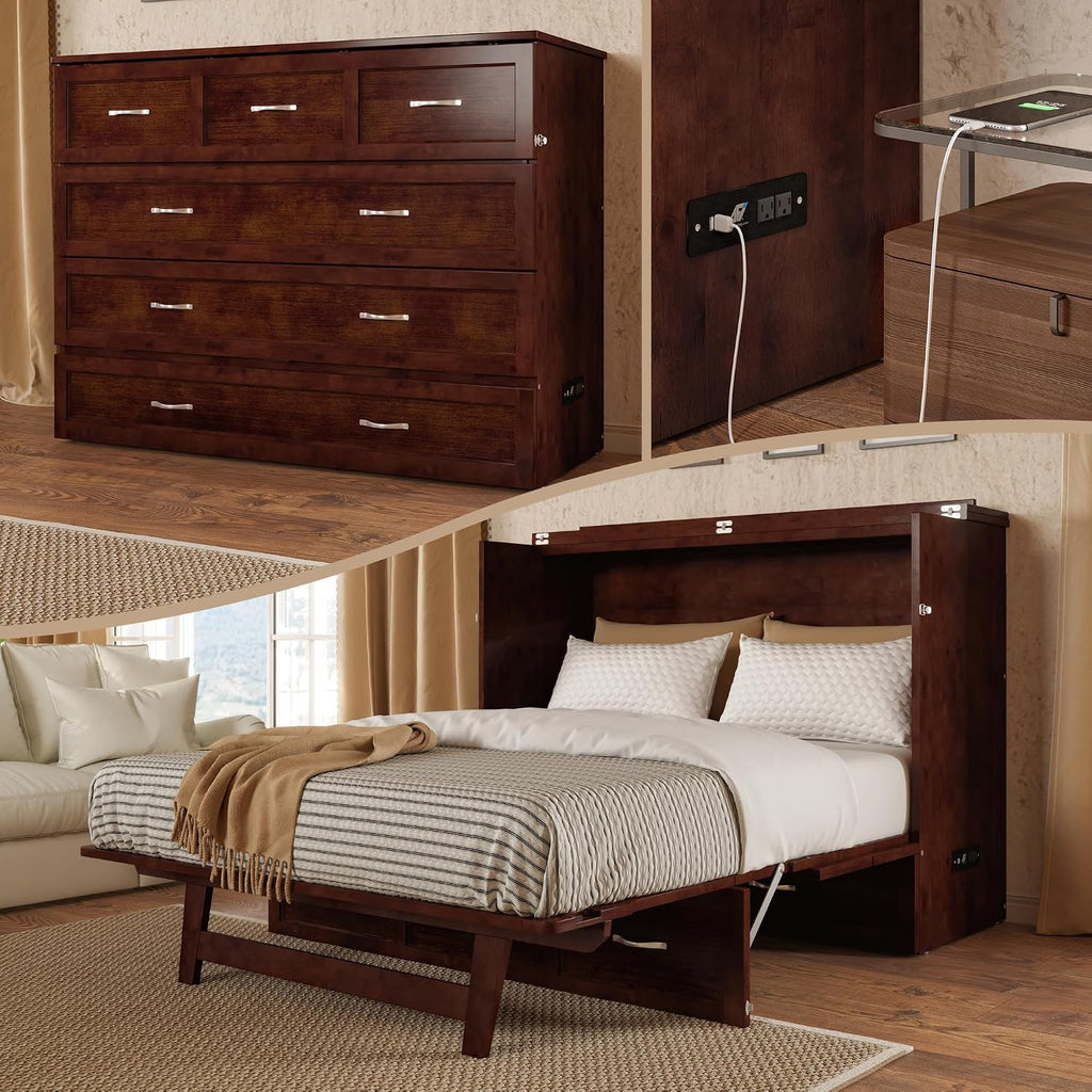 AFI Deerfield Murphy Bed Chest Full, Walnut