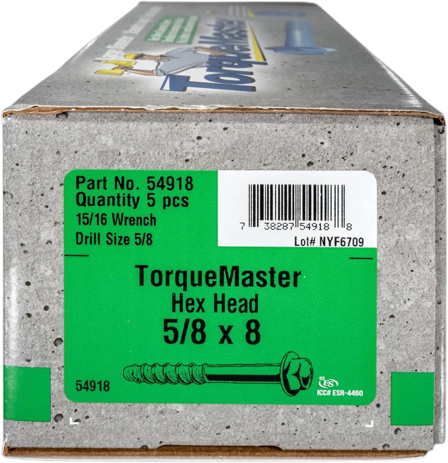 Torquemaster Blue Ruspert Large Diameter Hex Masonry Screws, 50 Pieces - 3/8' x 2-1/2' Rust Resistant Concrete Masonry Screws, Hex Head for Interior & Exterior Construction, Repair