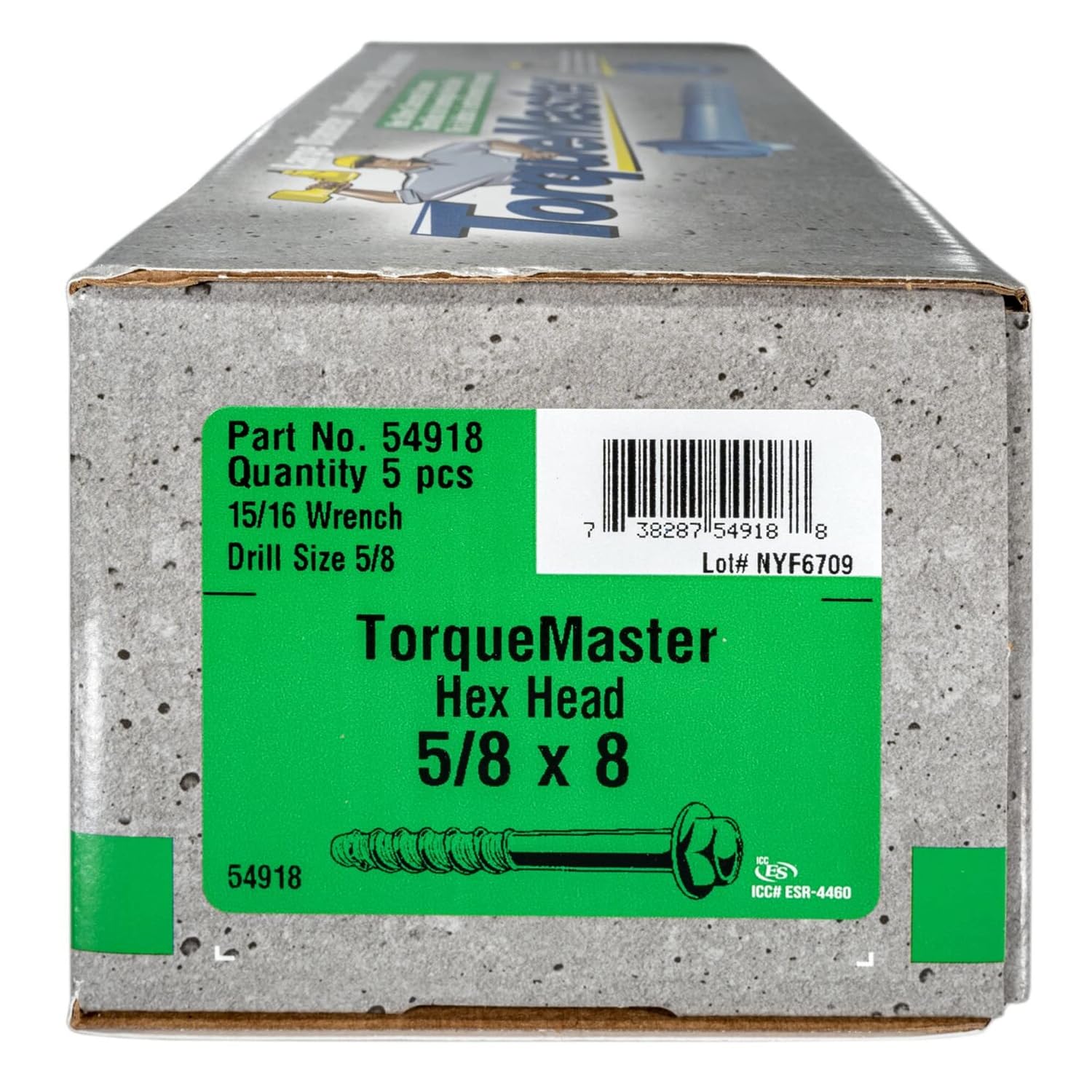Torquemaster Blue Ruspert Large Diameter Hex Masonry Screws, 10 Pieces - 1/2' x 8' Rust Resistant Concrete Masonry Screws, Hex Head for Interior & Exterior Construction, Repair