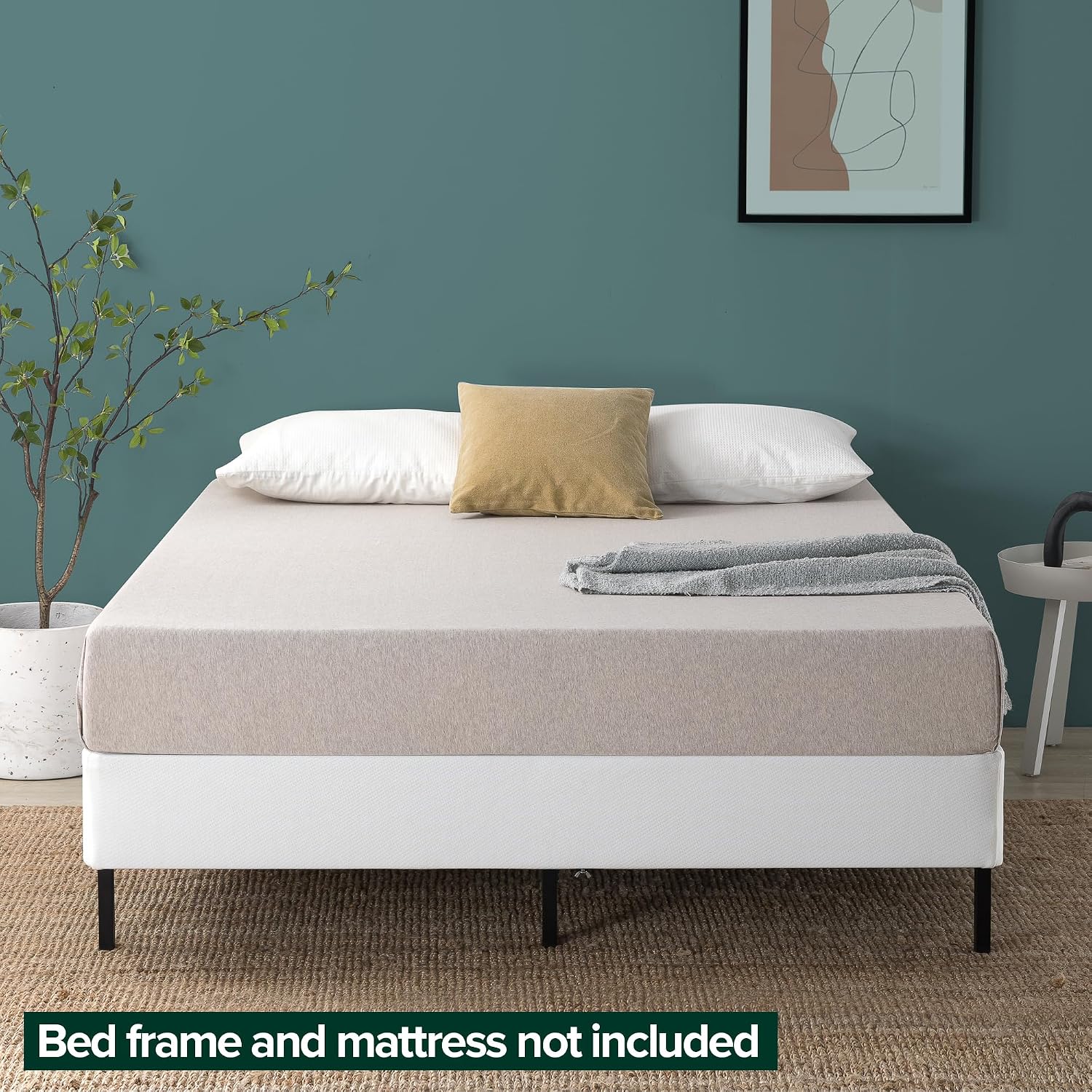ZINUS 7.5 Inch Box Spring with Cover, No Assembly Mattress Foundation, Sturdy Metal Structure, Full, White