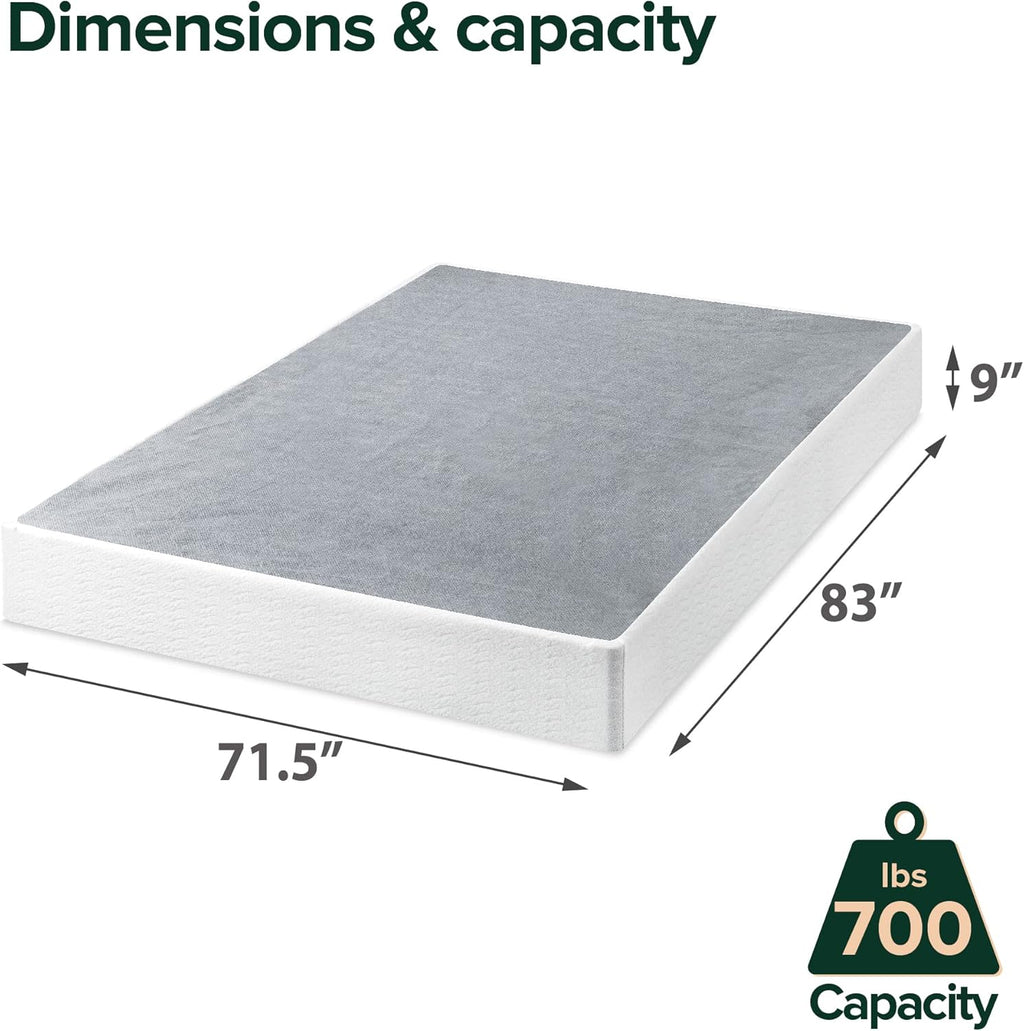 Zinus 9 Inch California King Metal Smart Box Spring with Quick Assembly, Mattress Foundation, Strong Metal Frame, Easy Assembly