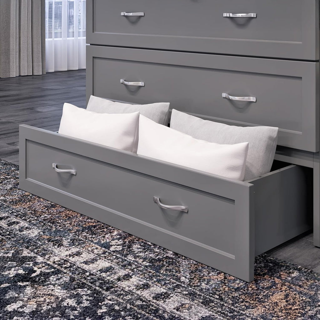 AFI, Northfield Murphy Bed Chest Twin XL with 6' Mattress, Storage Drawer & Built-in USB Charger, Grey