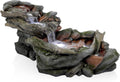 Alpine Corporation | 60'L Outdoor 3-Tier Rainforest Rock River Hand-Painted Water Fountain with LED Lights — Garden, Patio & Yard Décor