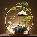 Tabletop Water Fountain Indoor Animals Desktop Waterfall Fountain with Lights Mist Backflow Incense Holder Meditation Relaxing Indoor Zen Decor for Home, Office (Peacock, Horse & Crane)
