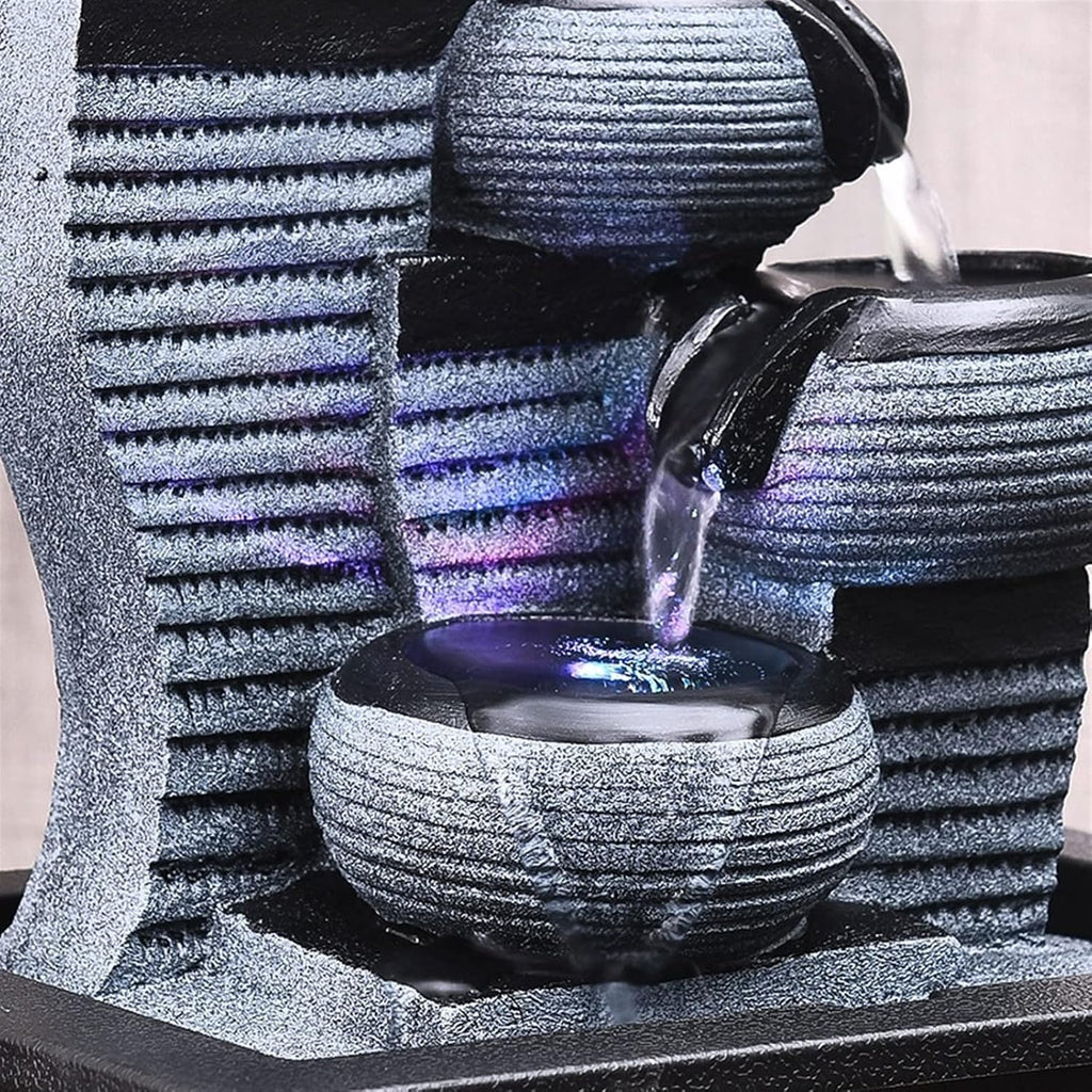 Indoor Water Fountain Tabletop Fountains Stacking Creative Modeling Indoor Running Water Desktop Fountain Decoration Feng Shui Ball Simple Office Decorations Meditation Fountain