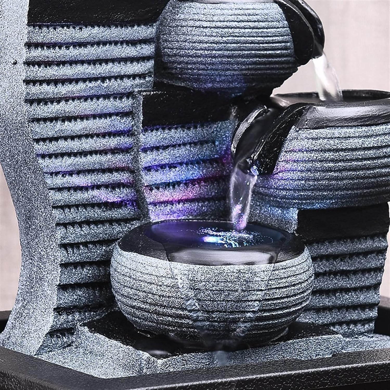 Indoor Water Fountain Tabletop Fountains Stacking Creative Modeling Indoor Running Water Desktop Fountain Decoration Feng Shui Ball Simple Office Decorations Meditation Fountain