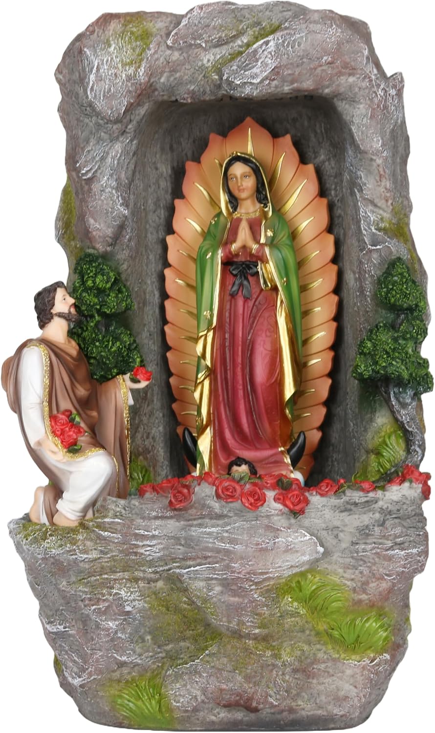 Cannan Virgen De Guadalupe Con Juan Diego Fuente Agua 18' Our Lady Guadalupe Tabletop Water Fountain Pump W/Led Multicolor