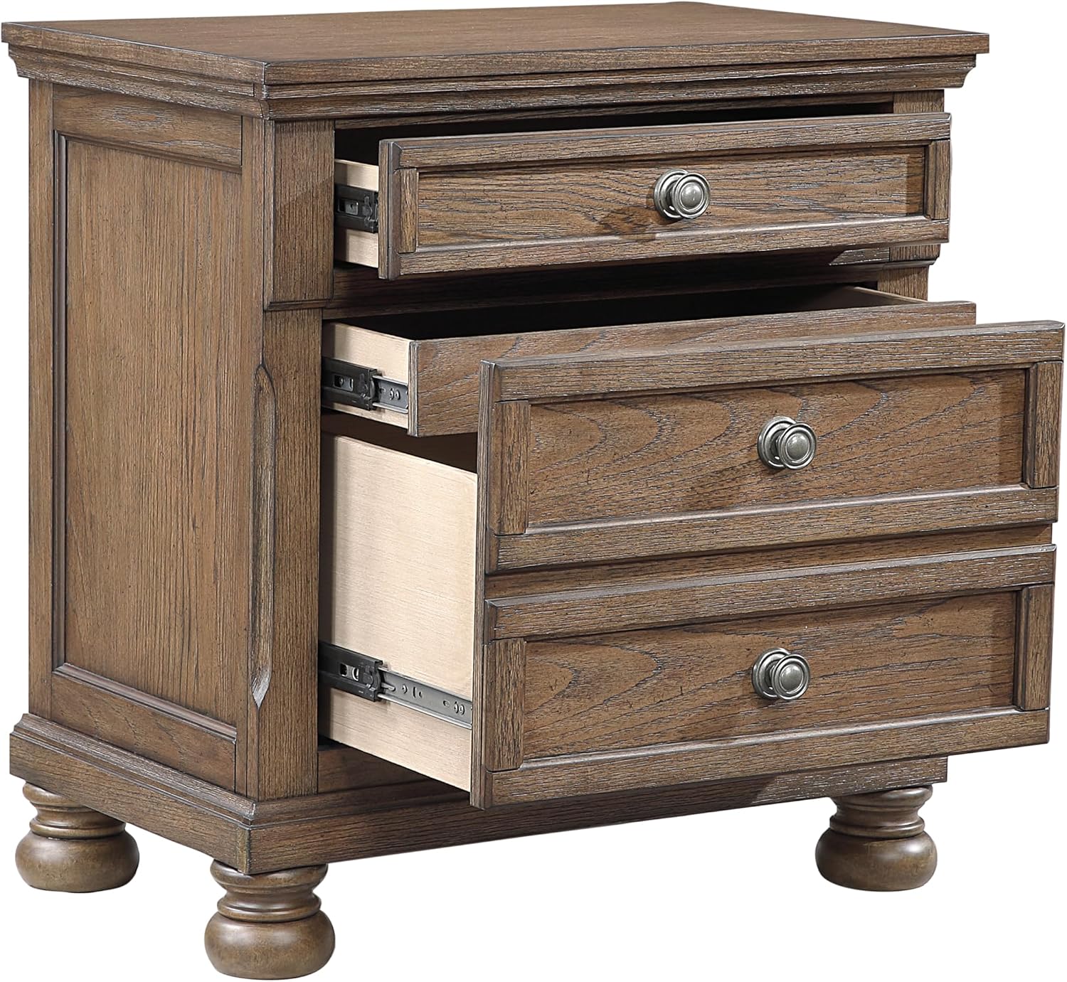 Traditional 6pc Bedroom Set Queen Size Platform Storage Bed Sleigh Headboard Classic Antique Brown Finish Furniture