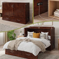 AFI, Southampton Murphy Bed Chest Full with 6' Mattress, Built-in USB Charger & Storage Drawer, Walnut
