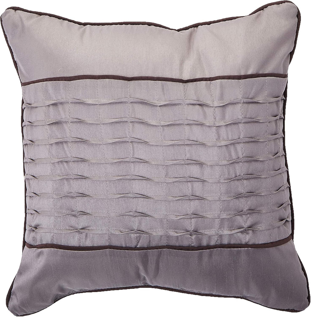 Madison Park Luxury Comforter Set-Traditional Jacquard Design All Season Down Alternative Bedding, Matching Bedskirt, Decorative Pillows, King(104'x92'), Rhapsody, Striped Grey/Taupe 7 Piece