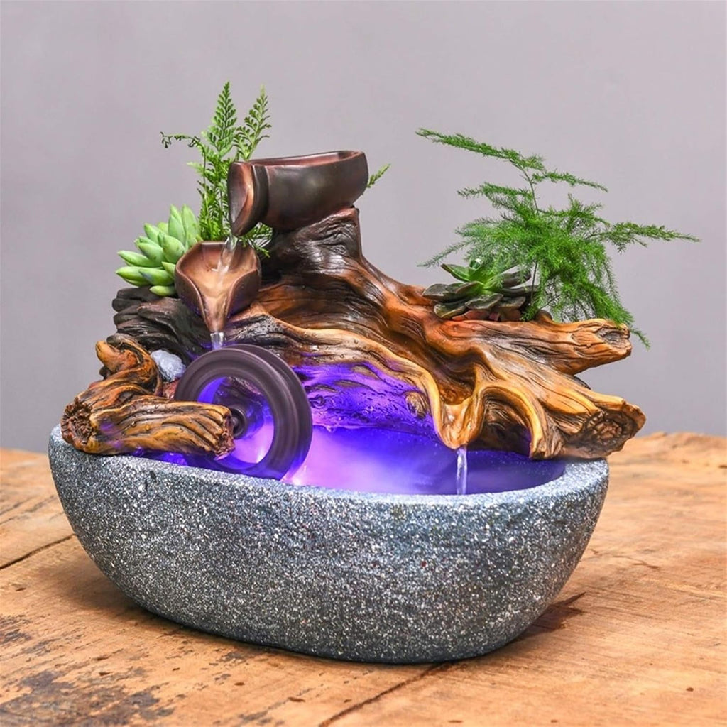 VALTEV Tabletop Water Fountain Living Room Office Desktop Rockery Fountain Accessories Gifts with Atomizer 32 * 20 * 24 Home Decor