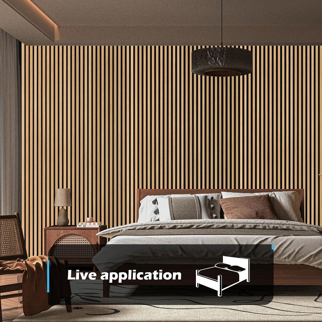 Art3d 2-Pack 94.5' x 24' Acoustic Wood Panels for Wall, 31 sq.ft Soundproof Wood Slat Panels, 3D Fluted Sound Absorbing Paneling for Interior Wall Decor, Living Room, Bedroom - Red Oak