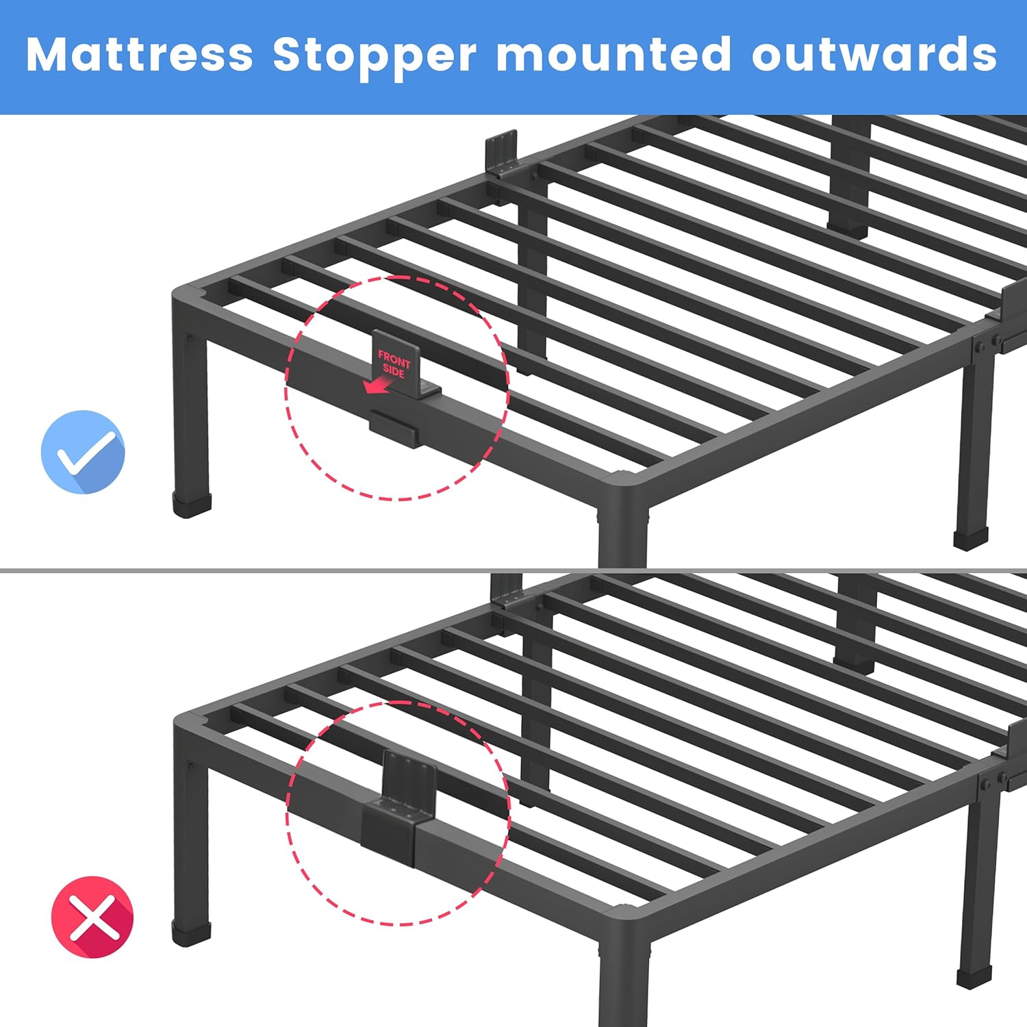MAF 14 Inch King Metal Platform Bed Frame with Round Corner Legs, 3000 LBS Heavy Duty Steel Slats Support, Noise Free, No Box Spring Needed, Easy Assembly