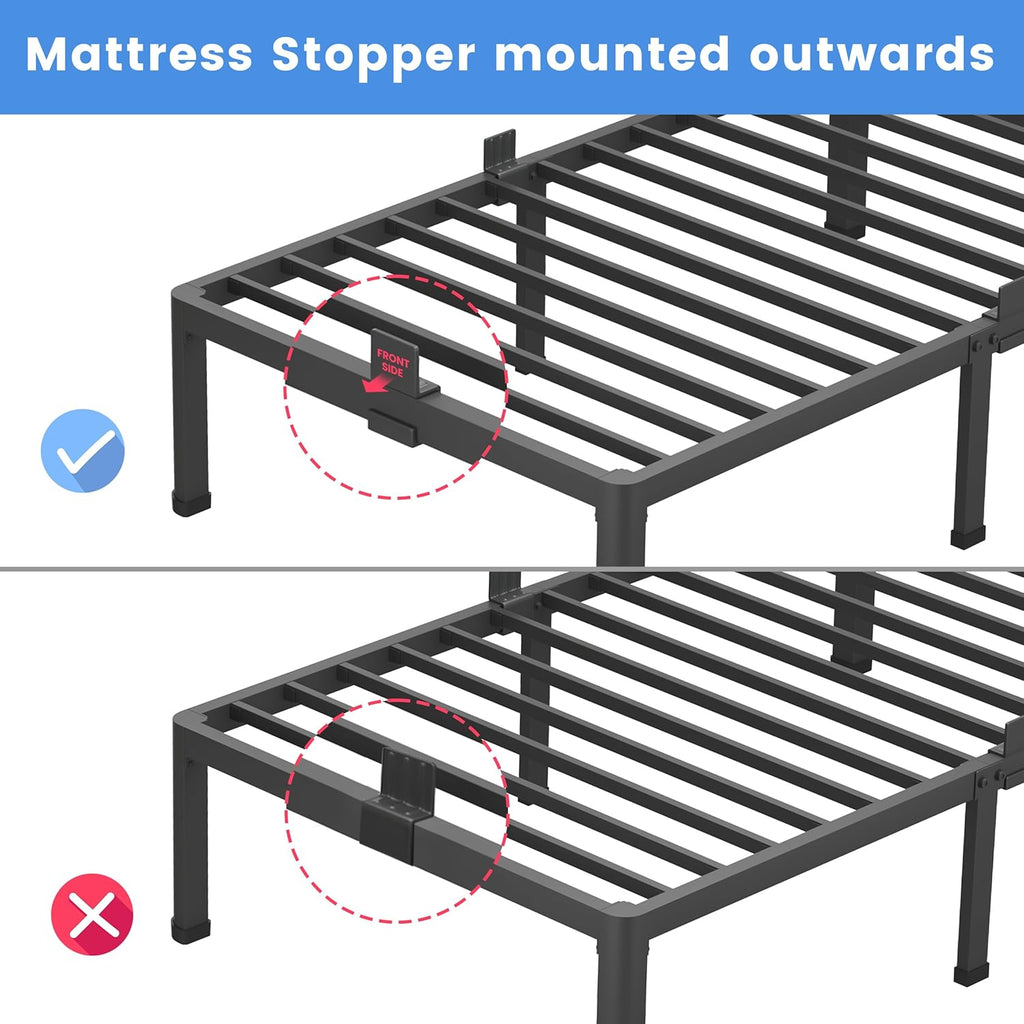 MAF 14 Inch California King Metal Platform Bed Frame with Round Corner Legs, 3000 LBS Heavy Duty Steel Slats Support, Noise Free, No Box Spring Needed, Easy Assembly