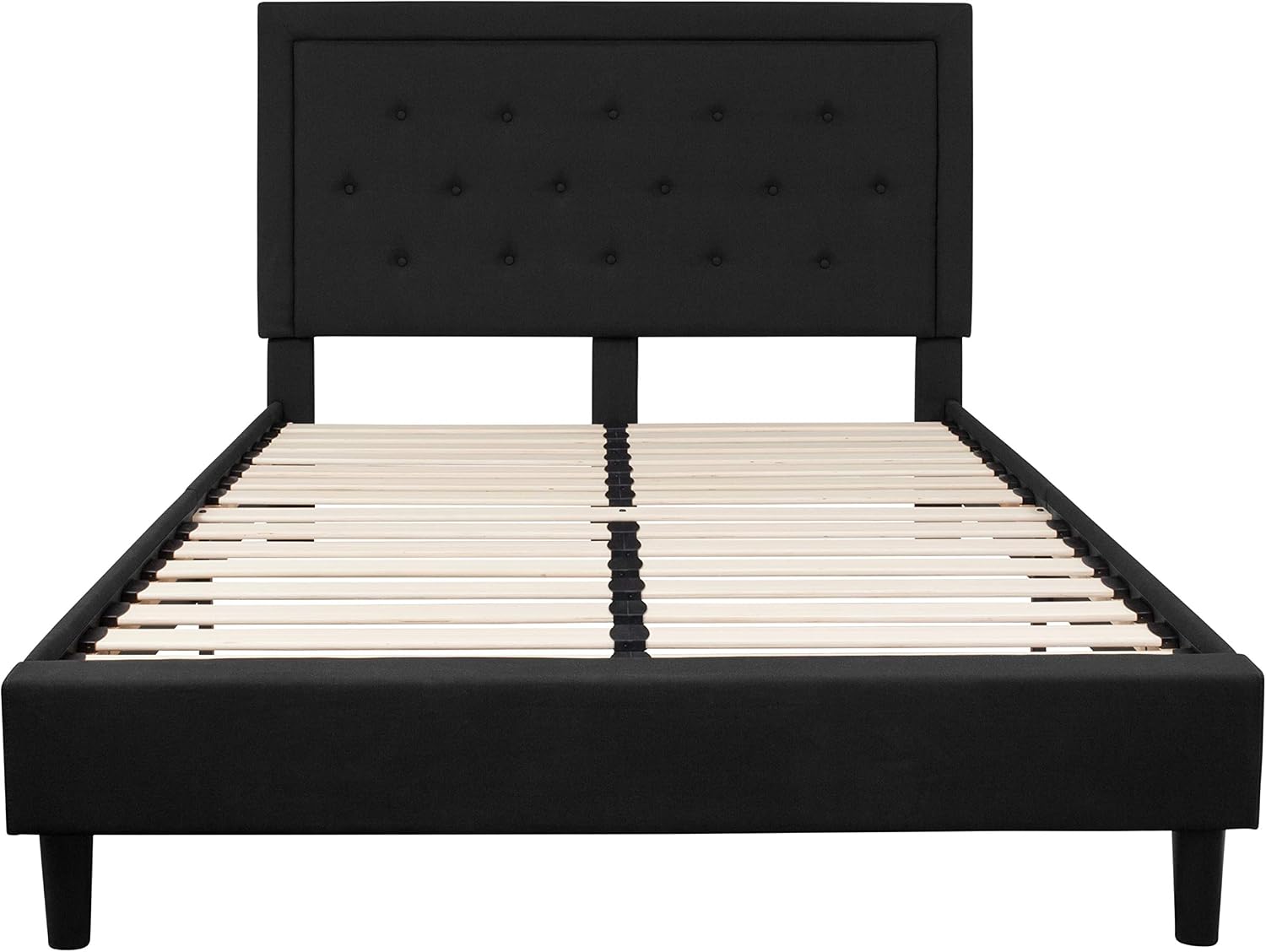 Flash Furniture Roxbury Queen Size Tufted Upholstered Platform Bed in Black Fabric