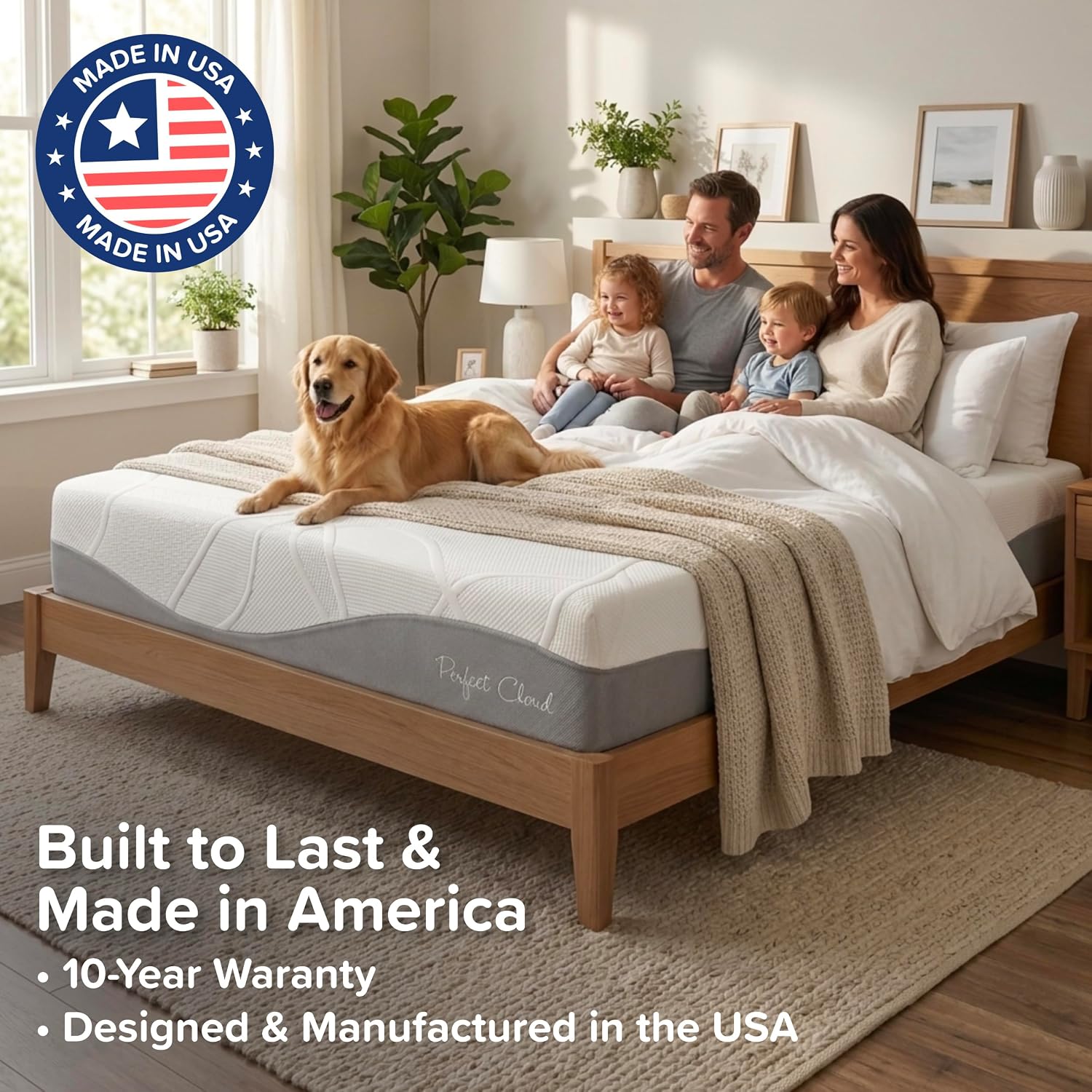 Perfect Cloud UltraPlush Full Mattress - 10 Inch Cooling Gel Memory Foam, Charcoal-Infused, Pressure Relief, Motion Isolation, Bed in a Box, Made in USA (RV Short Queen)