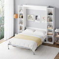 Rophefx Full Murphy Bed Cabinet with 5-Tier Adjustable Storage Shelves, Wood Full Wall Bed Cabinet Bed, Space Saving Beds, Hidden Bedframe, Foldable Platform Beds for Guest Room, Bedroom, White