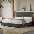 HOMBCK Queen Bed Frame with Headboard, Boucle Upholstered Soft Platform Bed Frame Queen Size with Thickened Footboard, Rounded Corners Design, No Box Spring Required, Easy Assembly, Grey