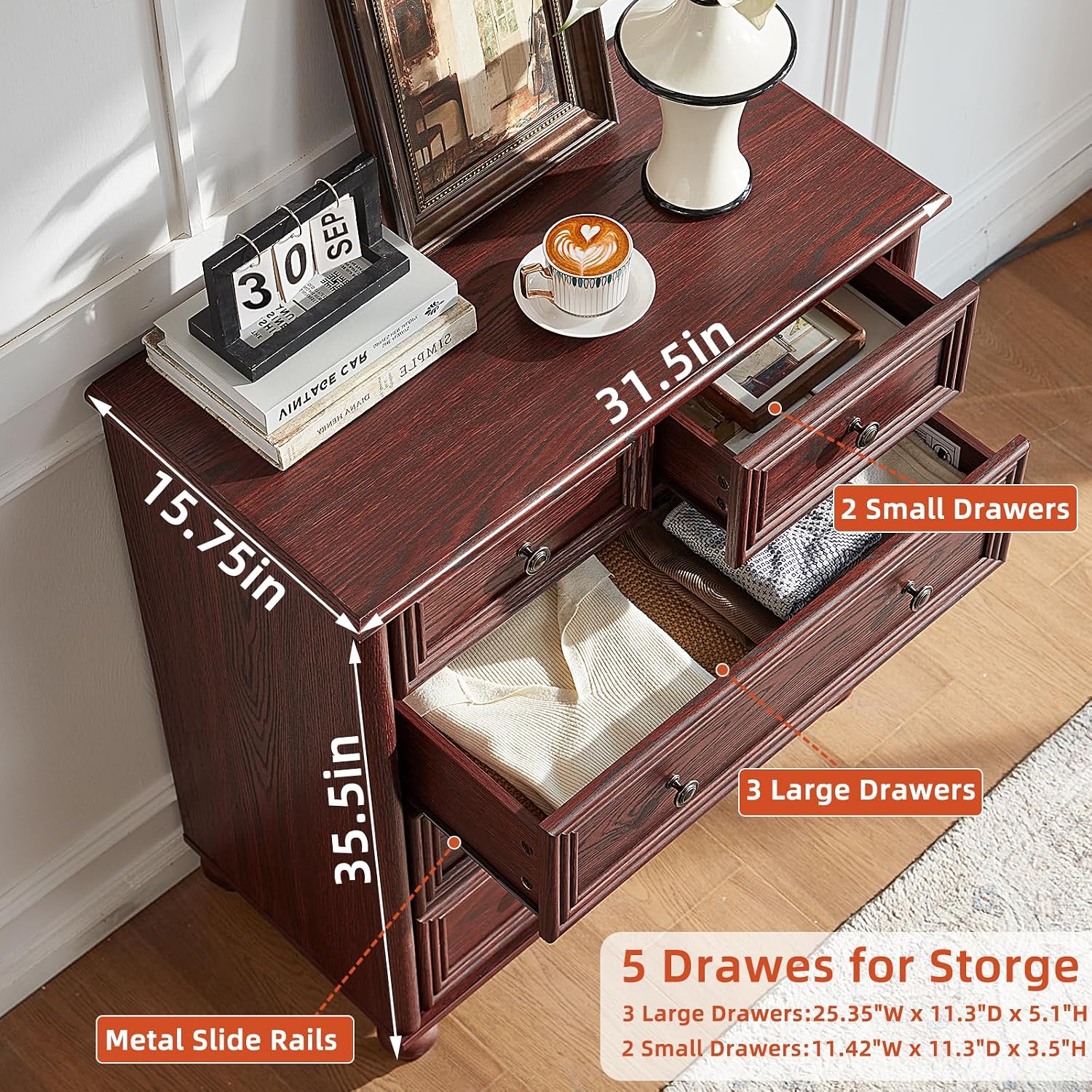 Farmhouse Dressers & Night Stand Set of 3, Wood 54' Wide 7 Drawer Dresser & 35.5'Tall Chest of Drawers, 18' with Charging Station Nightstand, Bedroom Furniture Dresser Set for Home Living Room Hallway