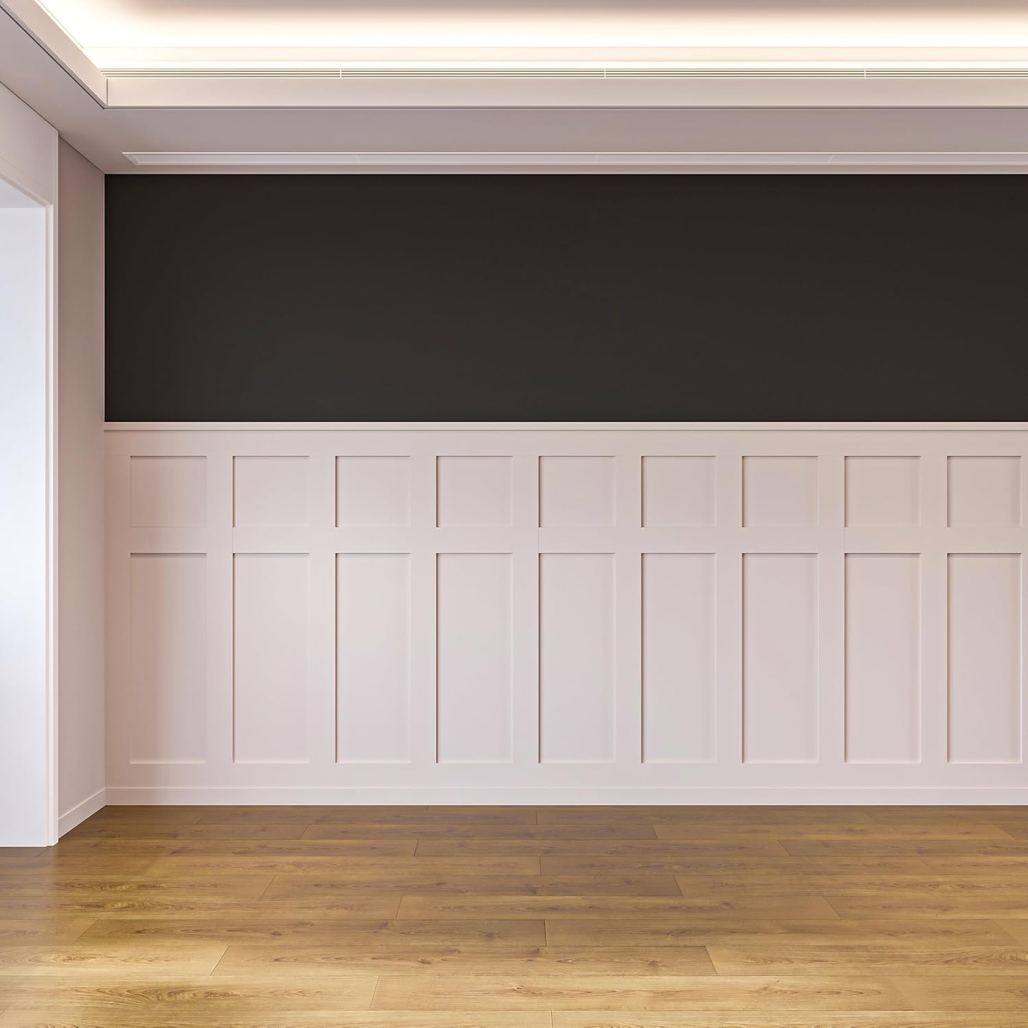 Polymer-Based Board and Batten Wall Panel Kit – 19pcs (93.93x56') Panels | Enhance Your Home with Elegance Using This Wall Molding Peel and Stick Panel | Luxury Decorative Wainscoting Wall Panels