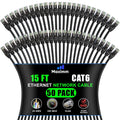 Maximm Cat 6 Ethernet Cable - 15 ft (50-Pack) - High-Speed LAN, Internet, Patch, and Network Cable - UTP, 10Gbps, 550MHz Ethernet Cord - Black