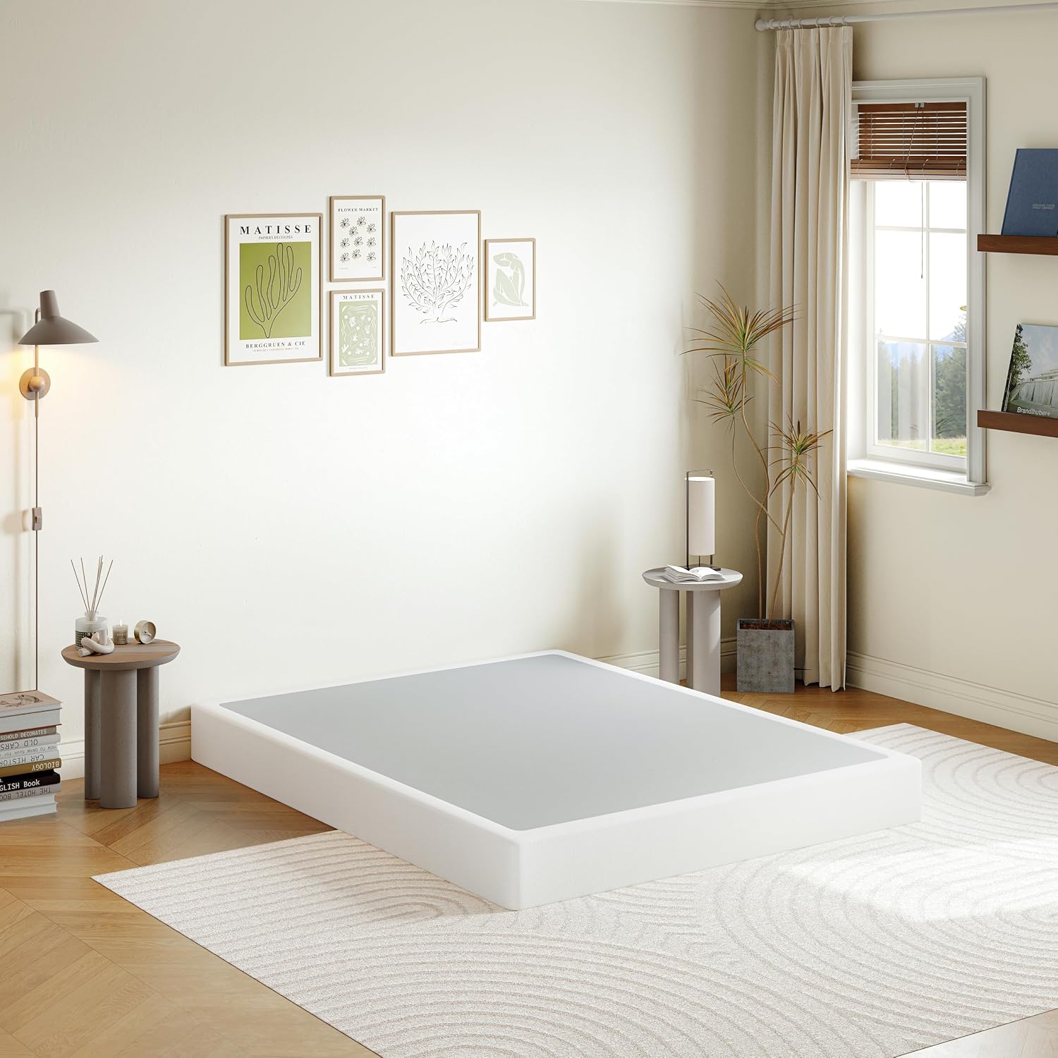 6-inch Metal Iron Mattress Foundation,Spring Box,Noise-Reducing Anti-Slip Design,Removable Fabric Cover,Tool-Free Assembly (Queen (U.S. Standard))