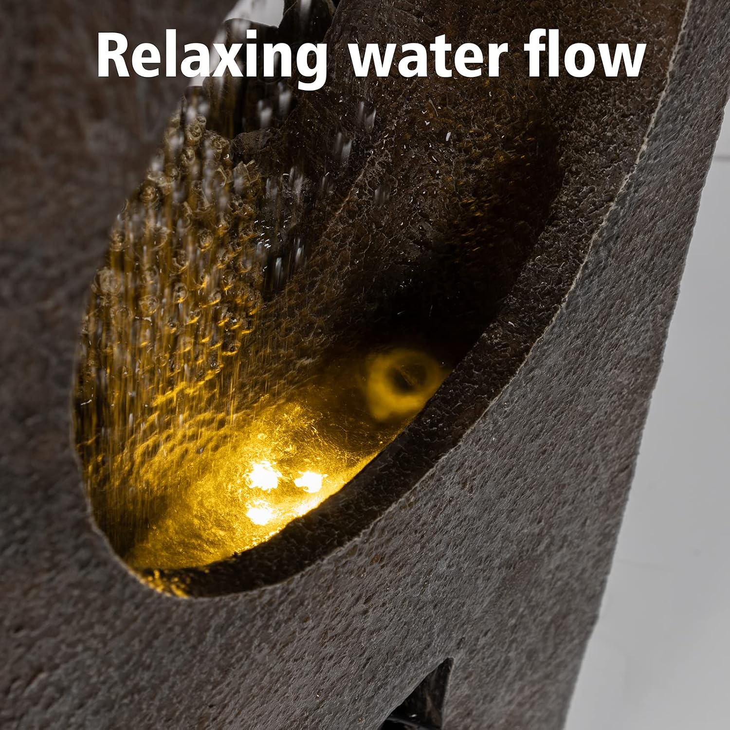 Ferrisland Buddha Waterfall Fountain Outdoor, Freestanding Relaxing Water Fountain, Asian Zen Fengshui Patio Garden Backyard Decking Home Decor, Gift Ideas (Gold, 27.6' H)