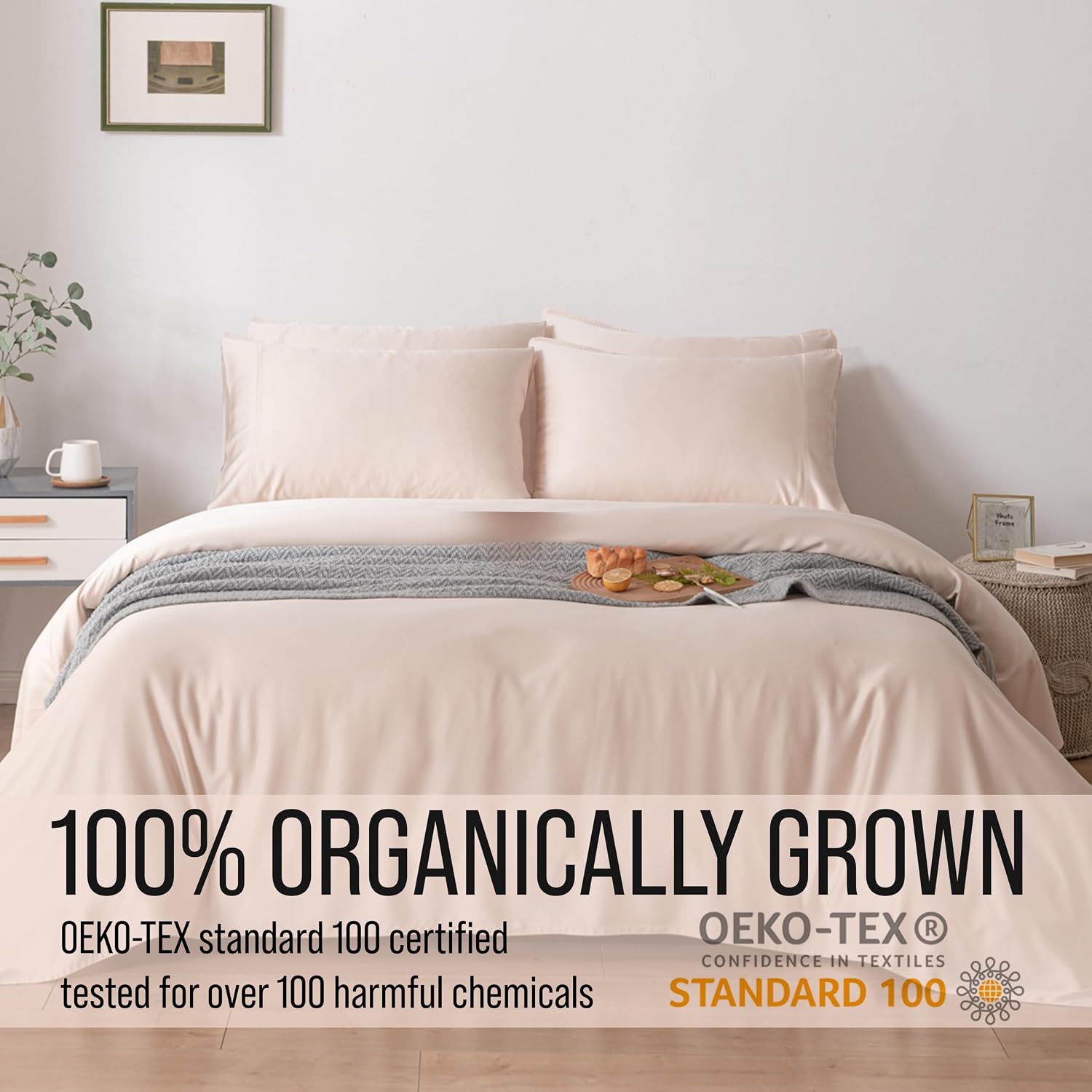 Bella Coterie 6 Piece Luxury Bamboo Viscose King Size Sheet Set | 100% Organically Grown | Cooling for Hot Sleepers | 18' Deep Pocket | Soft & Hypoallergenic | 4 Pillowcases [Champagne]