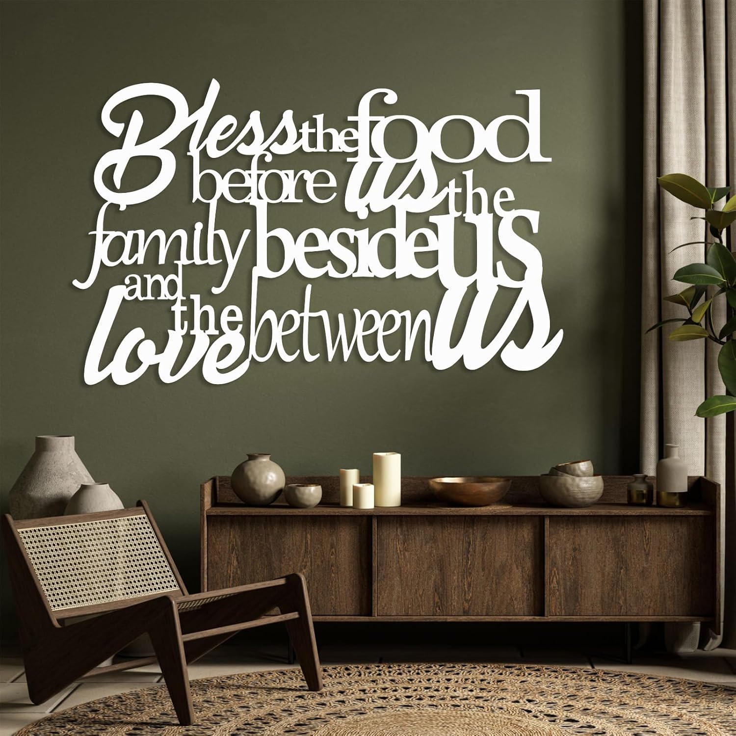 Bless The Food before Us Metal Wall Decor, Prayer Wall Decor, Prayer Wall Art, Word Art Wall Decor, Word Wall Decor, Word Metal Wall Art, Dinner Prayer Wall Decor, Dining Room Wall Decor (Black, 30x19in|76x48cm)