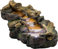 Alpine Corporation TZL296 41' Long Indoor/Outdoor River Rock and Log Fountain with LED Lights – Outdoor Water Feature for Garden, Patio, and Home Décor, Brown