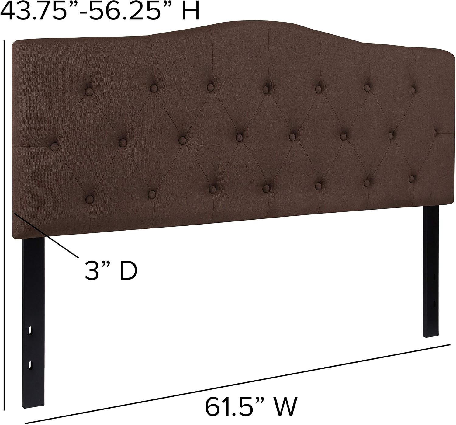 Flash Furniture Cambridge Tufted Upholstered Queen Size Headboard in Dark Brown Fabric