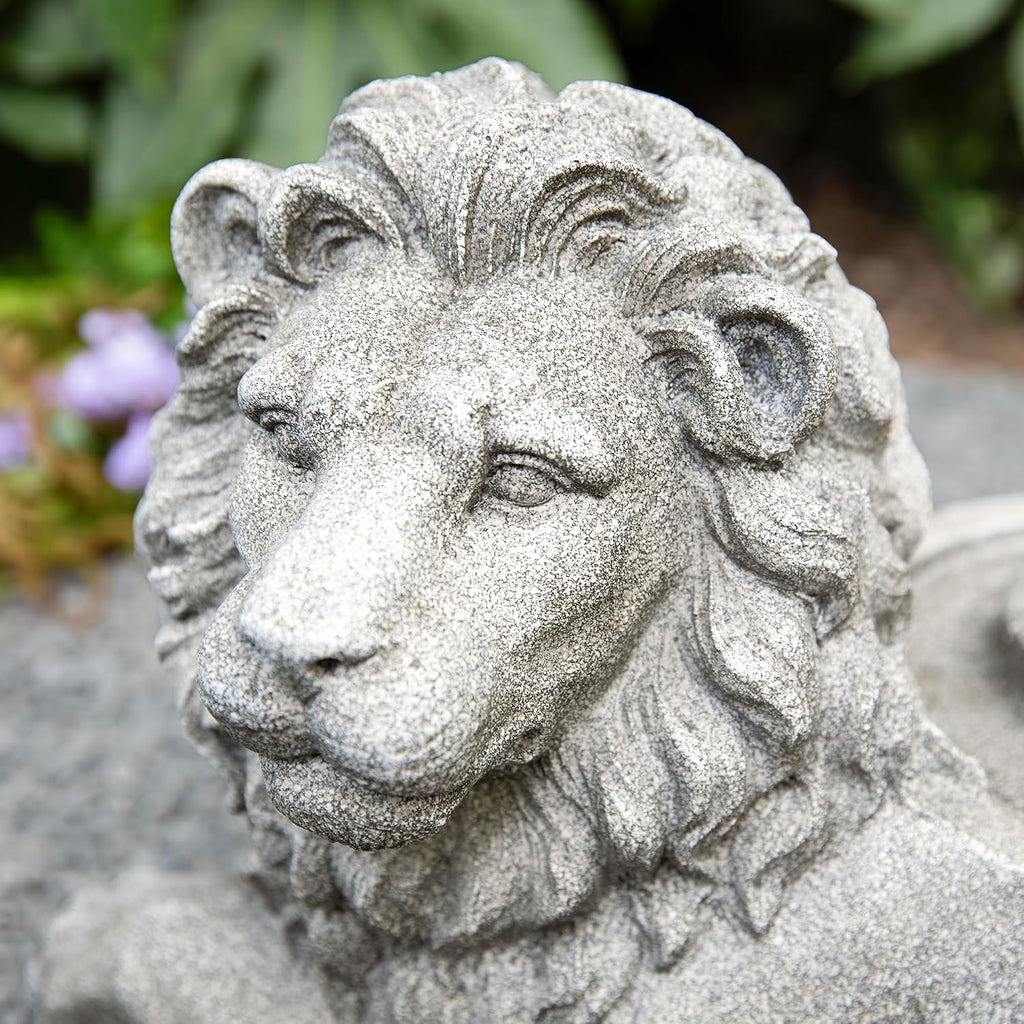 Glitzhome Outdoor Fountain with Lights & Pump, 20' L Zen-Style Lying Lion Polyresin Water Fountain Outdoor, Floor Standing Water Feature for Garden Yard Patio Porch Decor