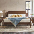 Walker Edison EZ Assembly Traditional Wood Spindle Post Bed, No Box Spring Bed Frame, Modern Farmhouse Bed, King Size, Dark Brown