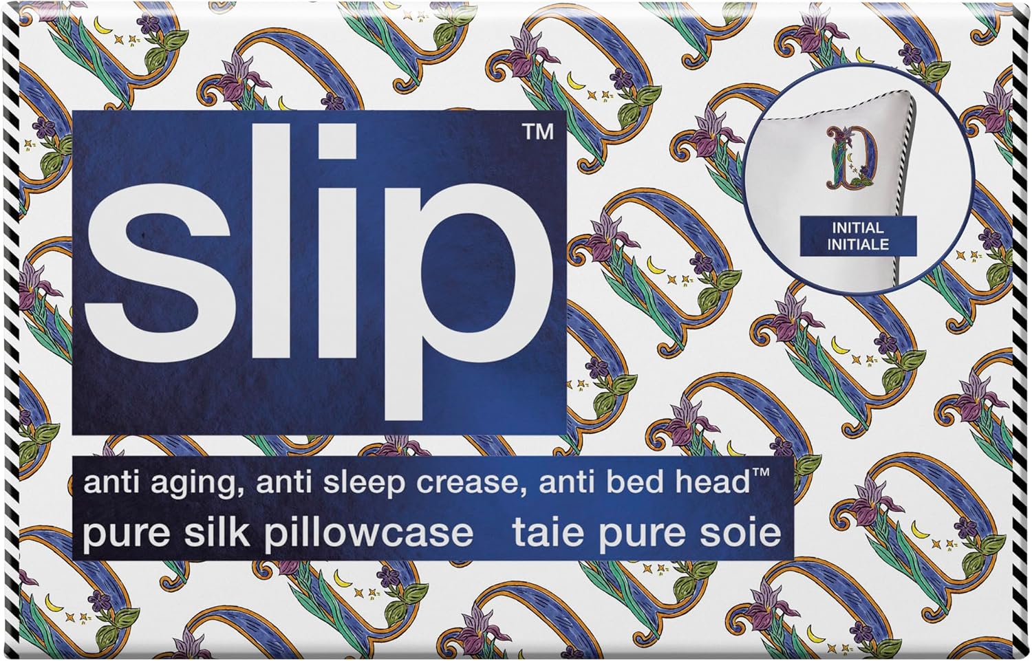 slip The Original Queen Pure Silk Pillow Case - 100% Pure 22 Momme Mulberry Silk - Queen Standard Size - Anti-Aging, Anti-BedHead, Anti-Sleep Crease, Initial Collection: Letter D (20' x 30')