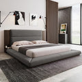 King Size Floor Upholstered Platform Bed with Extended Wood Headboard and Side Storage Shelves, Modern Velvet Platform Bed Frame with Slats Support, No Box Spring Required, Noise-Free
