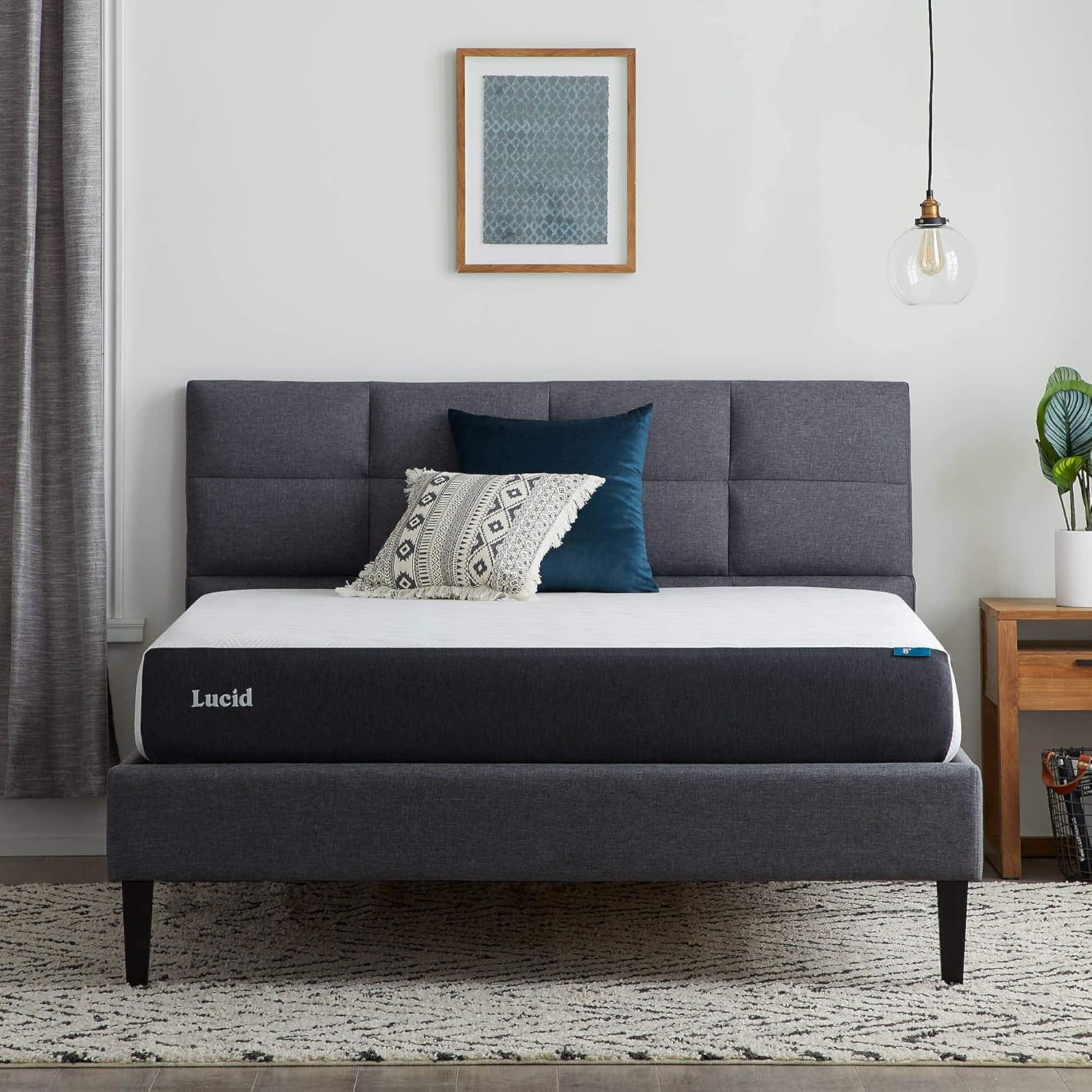 Lucid 8 Inch Memory Foam Mattress - Medium Firm Feel - Infused with Refreshing Bamboo Charcoal and Cooling Gel - Bed in a Box - Temperature Regulating - Pressure Relief - Breathable - King Size