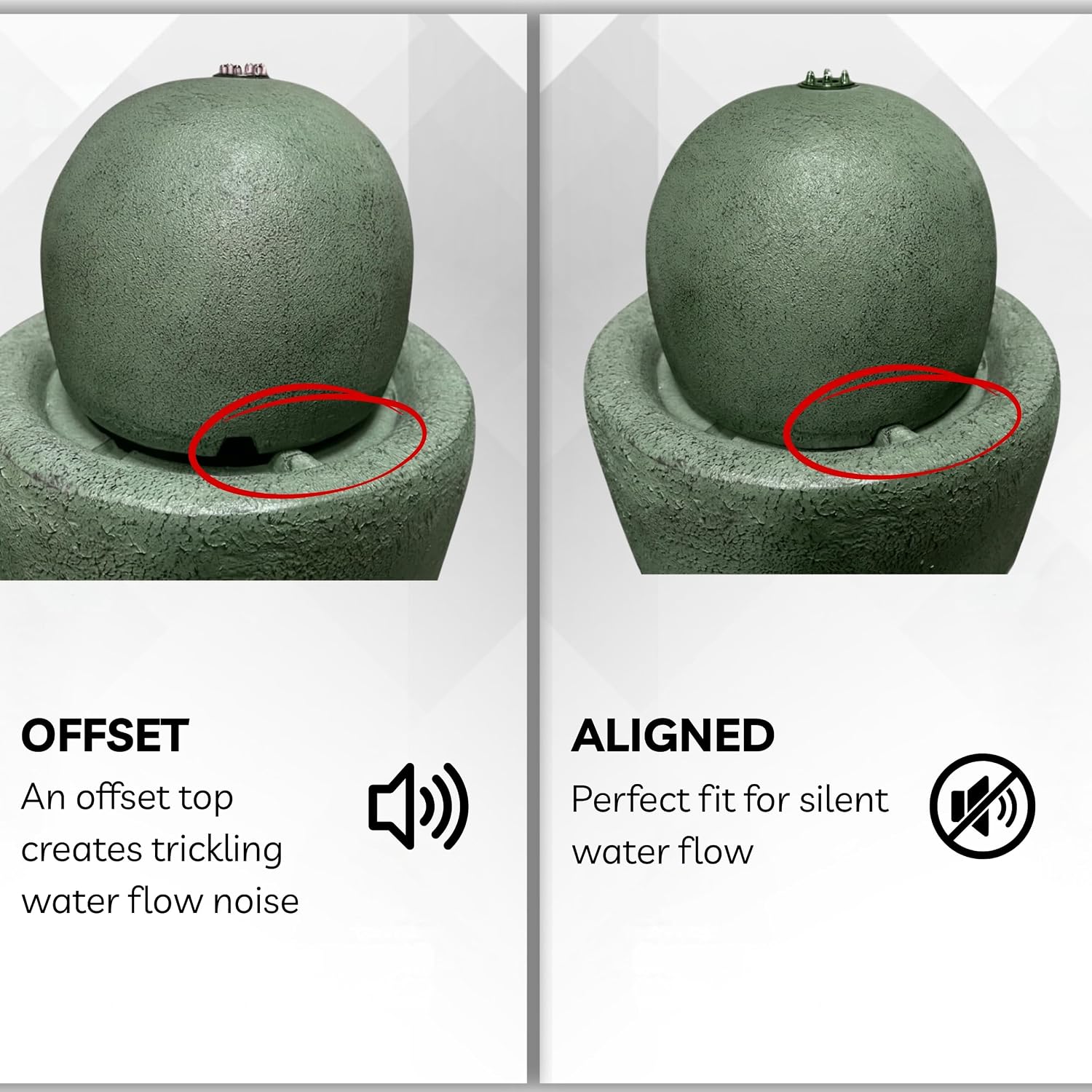 XBrand 25.98' Modern Sphere Water Fountain with LED Light – Indoor Outdoor Stone Texture Floor Fountain, Zen Bubbling Ball Water Feature for Garden Patio Porch - Green