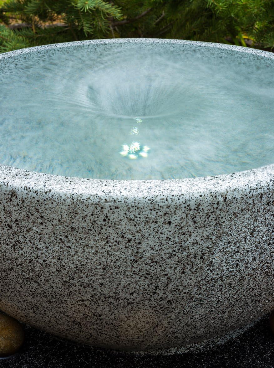 Tenaya Granite Vortex Fountain w/LED Lights: Stylish Whirlpool Water Feature. Hand-Crafted Modern Design, Adjustable Pump. HF-V01-14LT by Harmony Fountains