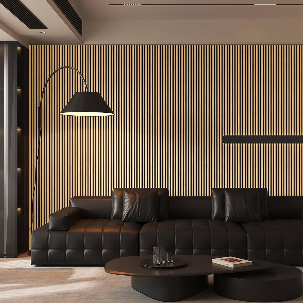 Art3d 2-Pack 94.5' x 24' Acoustic Wood Panels for Wall, 31 sq.ft Soundproof Wood Slat Panels, 3D Fluted Sound Absorbing Paneling for Interior Wall Decor, Living Room, Bedroom - Red Oak
