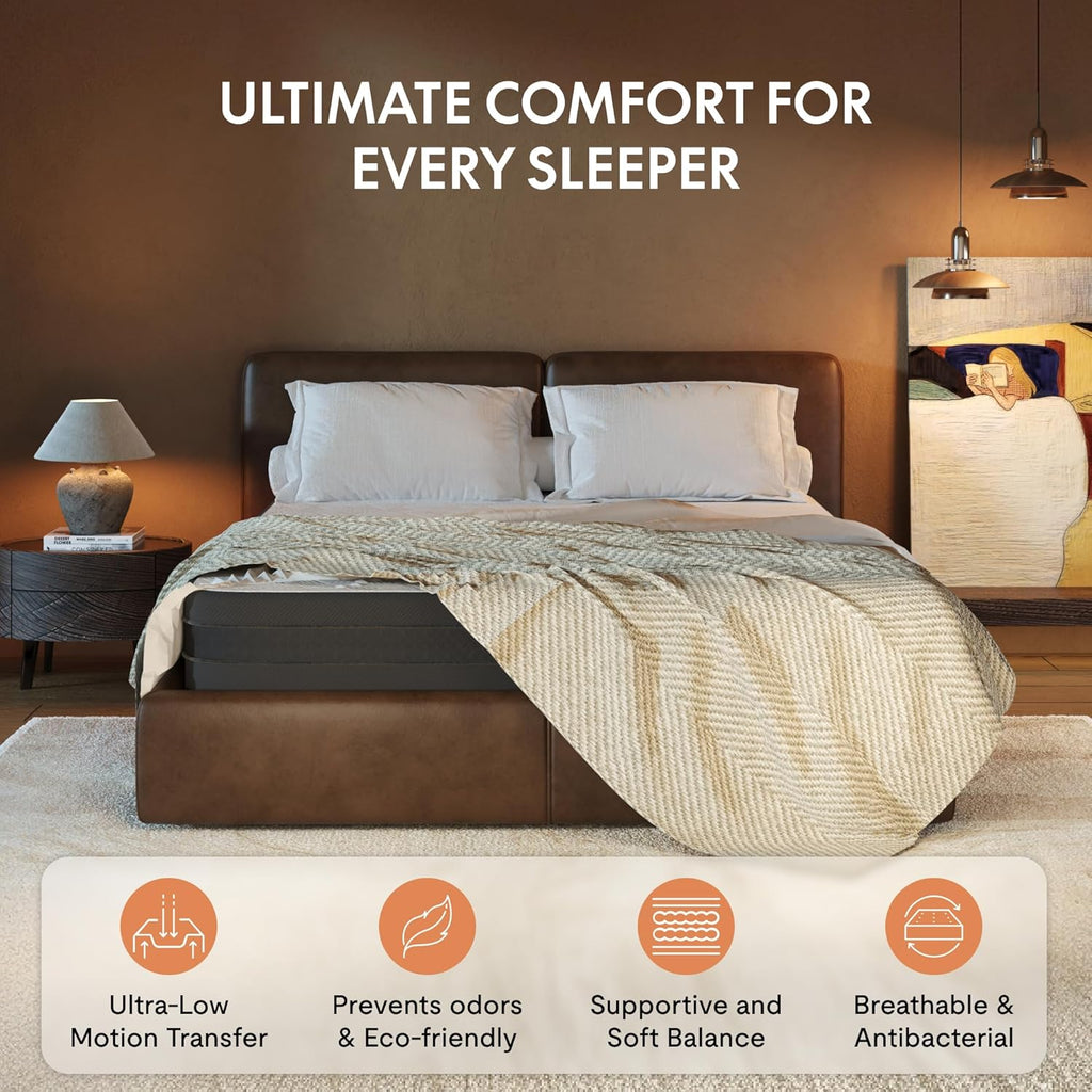 FLEXISPOT S2E-PRO Adjustable Bed Frame Base Queen with 12-Inch Cooling Gel Memory Foam Mattress, Head and Foot Incline, Zero Gravity, One-Touch Flat, 2 Memory Settings, Wireless Remote, Flashlight