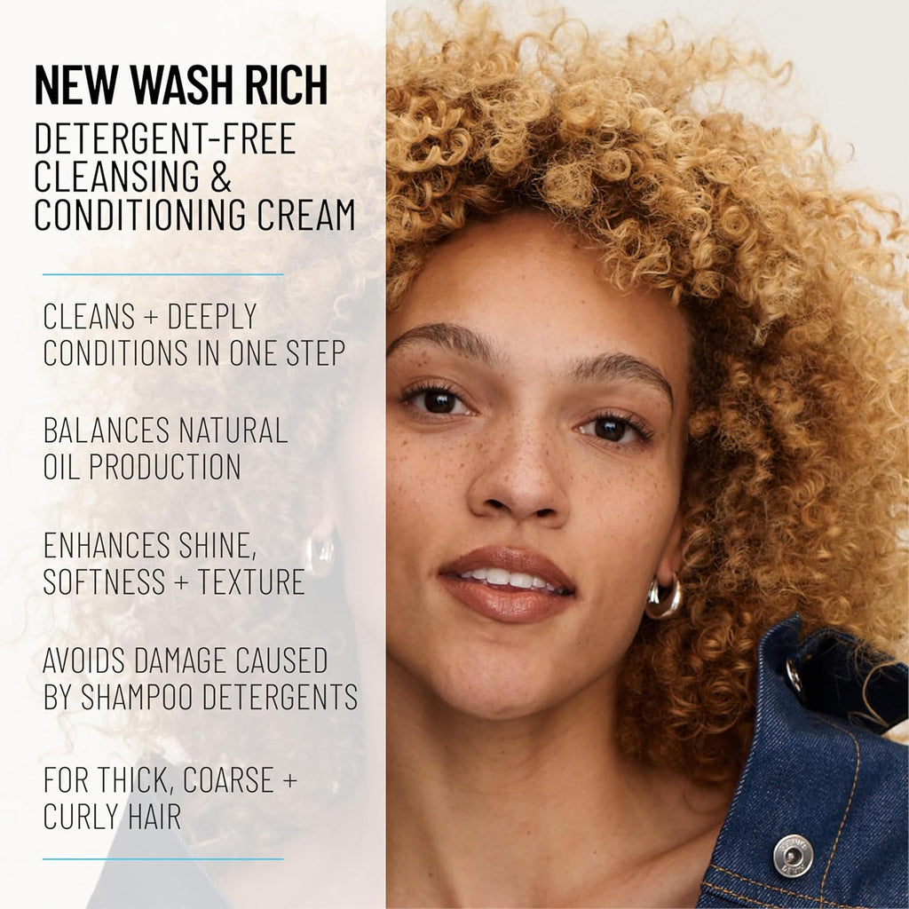 Hairstory New Wash Rich – Detergent Free Shampoo for Thick Curly Coarse Hair, Sulfate Free Deep Moisture Cleansing Cream, Shampoo and Conditioner Alternative, 20 Fl Oz Refill Pouch