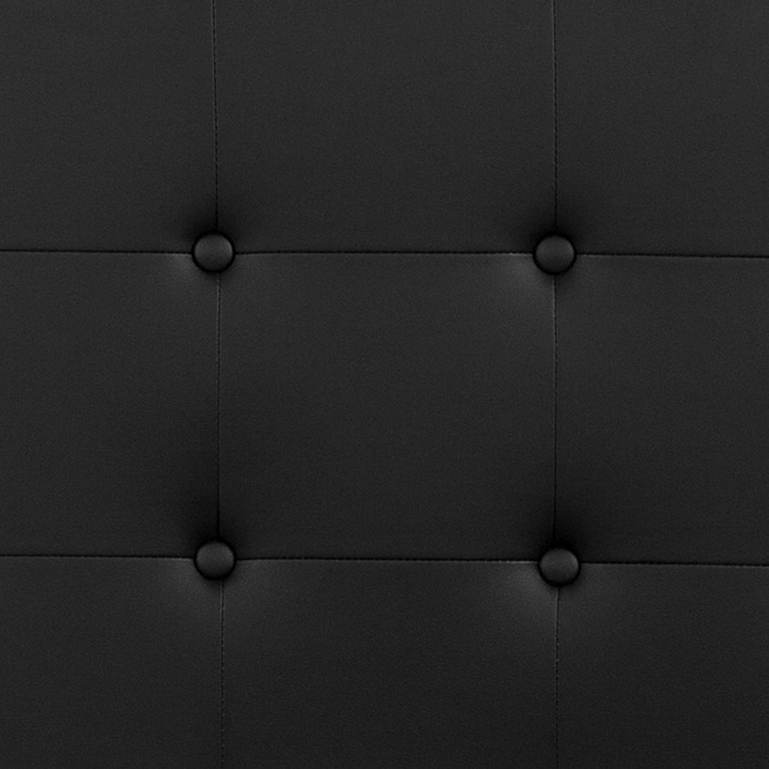 Flash Furniture Lennox Adjustable Height Button Tufted and Box Stitch Upholstered King Size Headboard in Black Vinyl