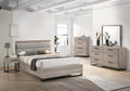 Roundhill Furniture Alvear Upholstered Wood Panel Bed, Dresser, Mirror, Nightstand, and Chest, Queen