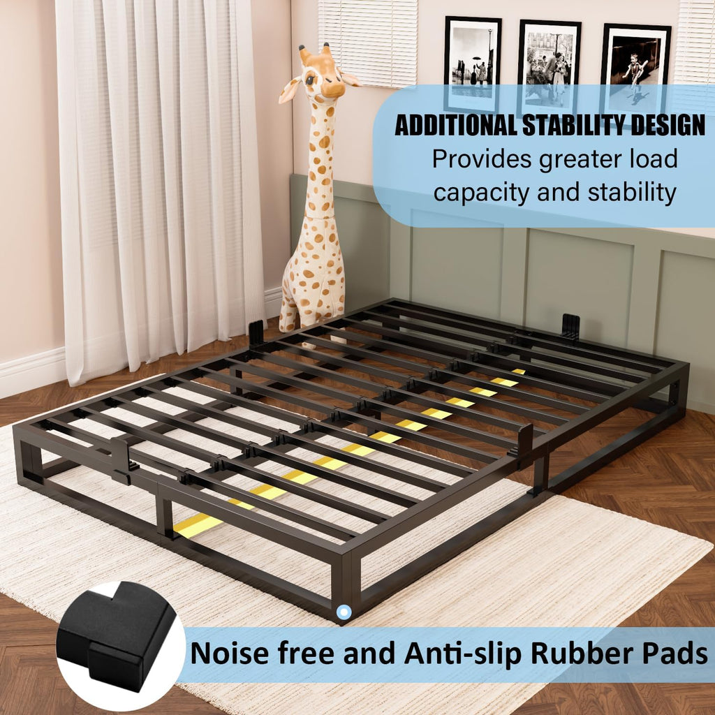 Bilily 6 Inch California King Bed Frame with Steel Slat Support,Low Profile King Metal Platform Bed Frame Support Mattress Foundation,Heavy Duty,No Box Spring Needed,Easy Assembly,Noise Free