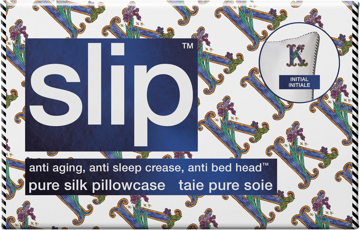 slip The Original Queen Pure Silk Pillow Case - 100% Pure 22 Momme Mulberry Silk - Queen Standard Size - Anti-Aging, Anti-BedHead, Anti-Sleep Crease, Initial Collection: Letter K (20' x 30')