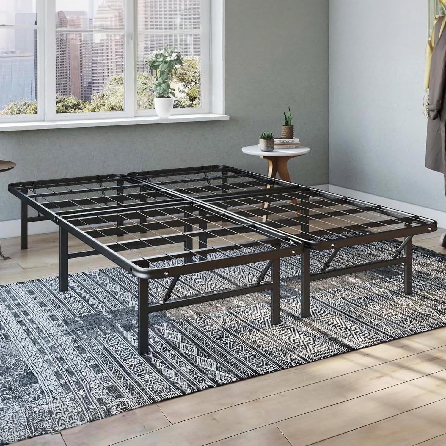 Hercules Folding Metal Bed Frame, 14 Inch Platform Mattress Foundation, Full