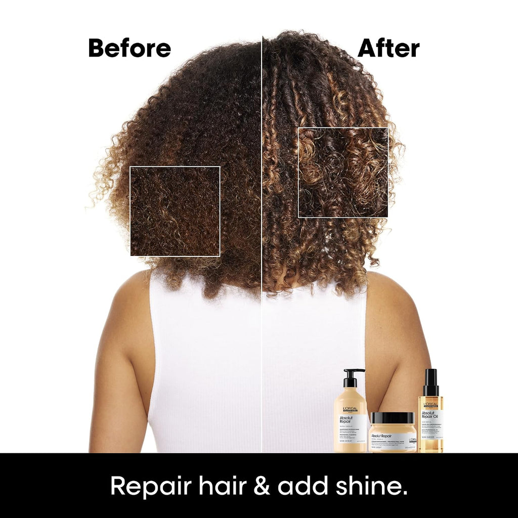 L'Oréal Professionnel Paris Absolut Repair Shampoo, Conditioner & Mask Hair Set - Protein Treatment For Dry & Damaged Hair, Repairs Damage & Provides Shine