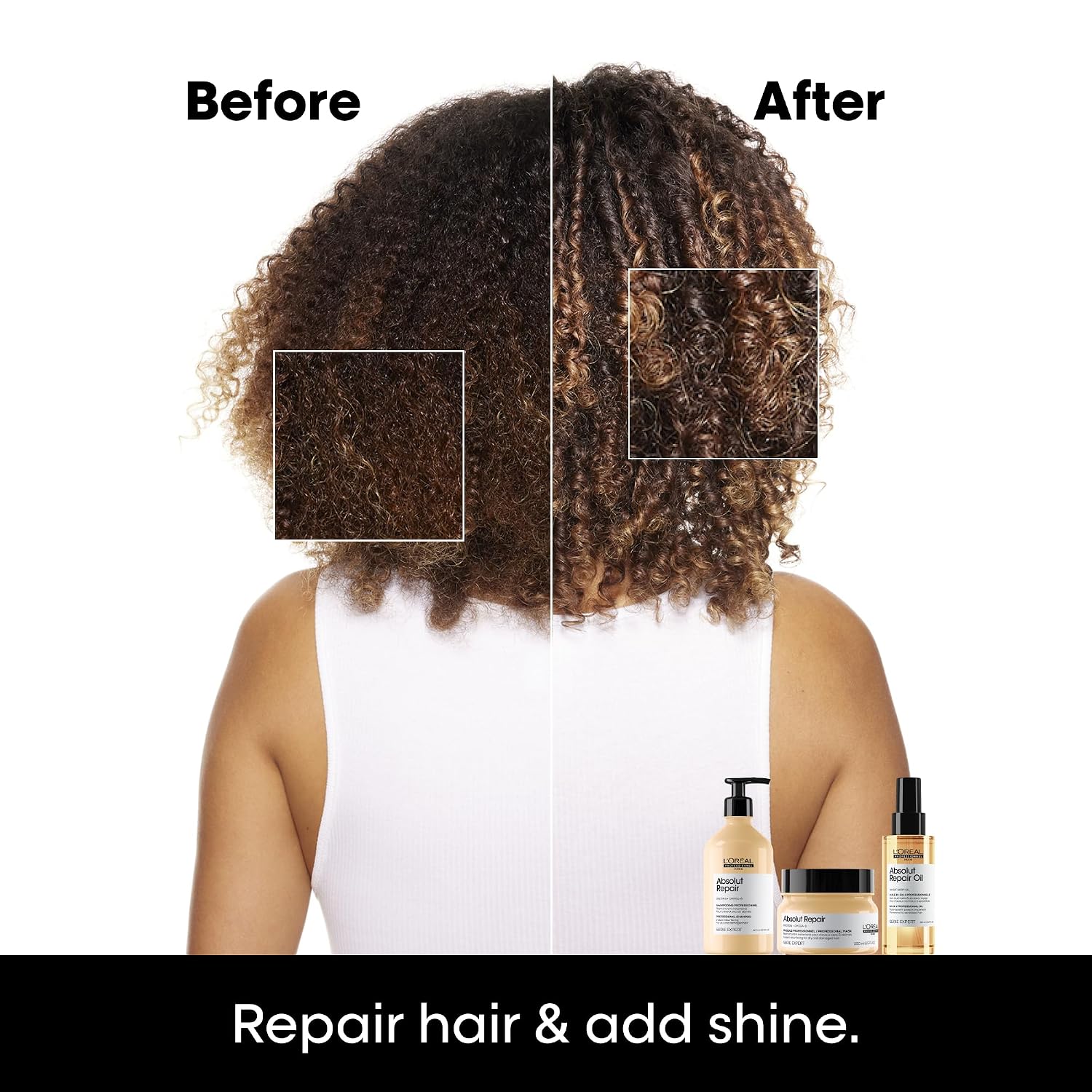 L'Oréal Professionnel Paris Absolut Repair Shampoo, Conditioner & Mask Hair Set - Protein Treatment For Dry & Damaged Hair, Repairs Damage & Provides Shine