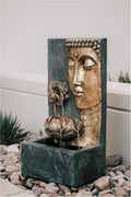 XBrand 30' Indoor/Outdoor Buddha Face Water Fountain with LED Light and Pump Zen Decor for Home, Office, Garden, and Patio