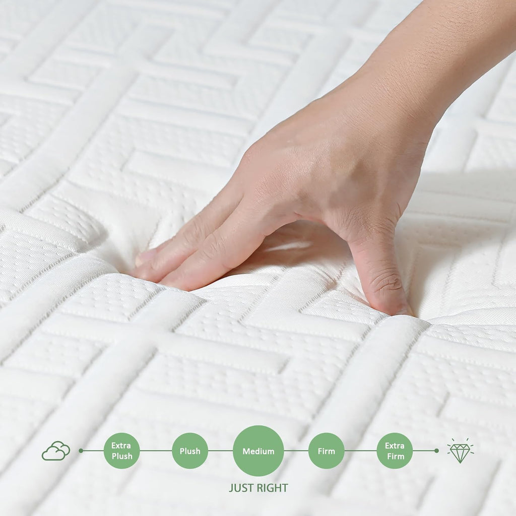 Queen Green Tea Memory Foam Mattress, 10 Inch Medium Firm, Green